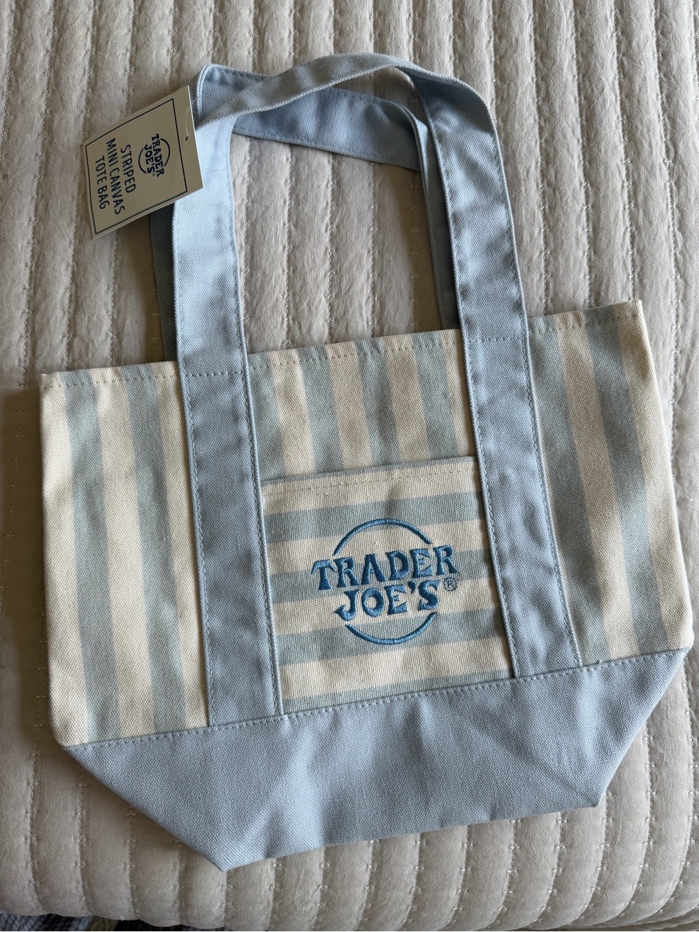 NEW DROP- Light Blue and Cream Striped Tote Bag